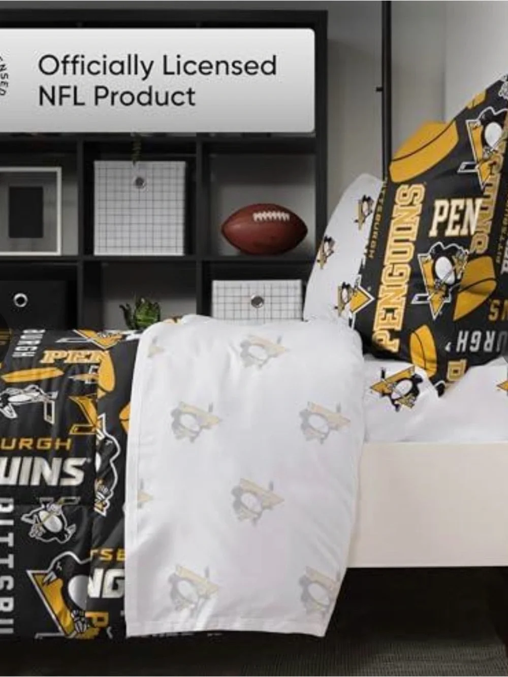 Pittsburgh Penguins Black and Gold Bedding Comforter Set new Full